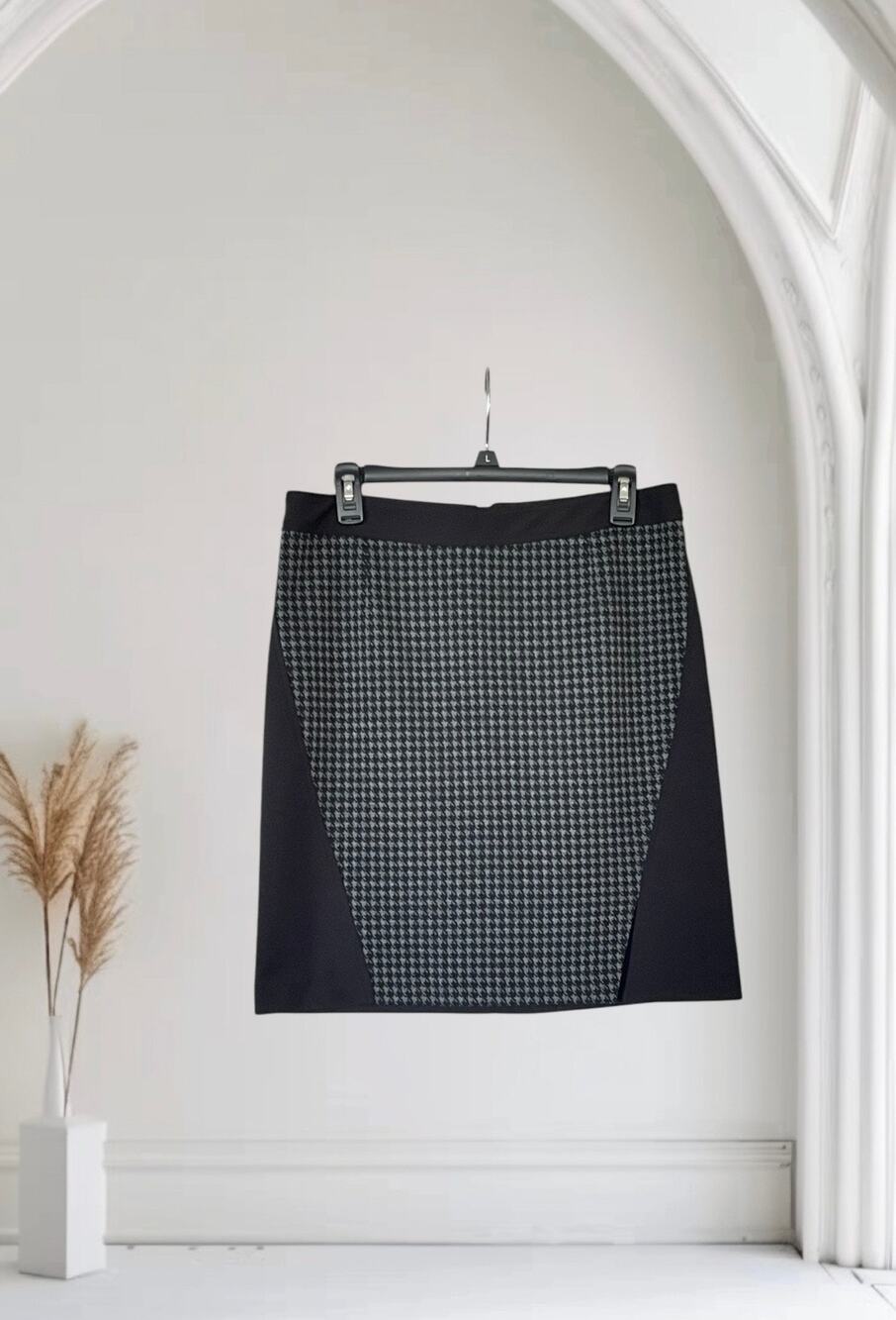 Laundry Shelli Segal Skirt Womens Houndstooth Front Slit Size 10